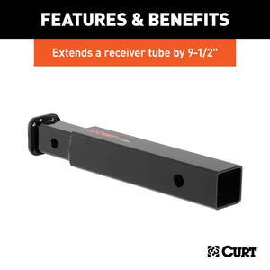 Curt Receiver Tube Adapter (2in to 1-1/4in Shank 3500lbs GTW 9-1/2in Length)