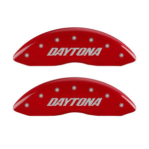 MGP 4 Caliper Covers Engraved Front & Rear Daytona Red finish silver ch