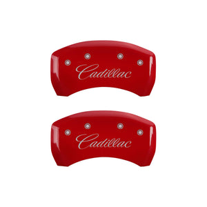 MGP 4 Caliper Covers Engraved Front & Rear Cursive/Cadillac Yellow finish black ch