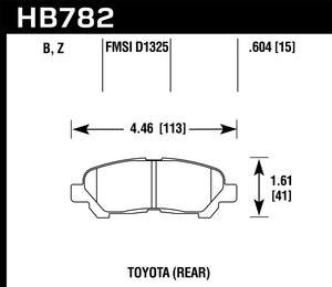 Hawk 08-13 Toyota Highlander Performance Ceramic Street Rear Brake Pads