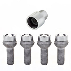 McGard Wheel Lock Bolt Set - 4pk. (Radius Seat) M12X1.5 / 17mm Hex / 27.9mm Shank Length - Chrome