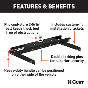 Curt 94-01 Dodge Ram 1500 Double Lock Gooseneck Hitch Kit w/Installation Brackets