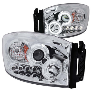 ANZO 2006-2008 Dodge Ram 1500 Projector Headlights w/ Halo Chrome (CCFL)