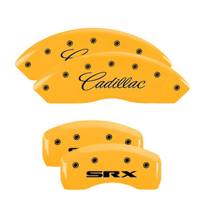 MGP 4 Caliper Covers Engraved Front Cadillac Rear SRX Yellow Finish Black Char 2006 Cadillac SRX