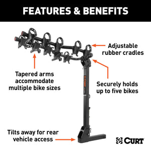 Curt Premium Hitch-Mounted Bike Rack (5 Bikes 2in Shank)