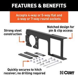 Curt Easy-Mount Bracket for 4 or 5-Flat & 6 or 7-Round (2-1/2in Receiver Packaged)