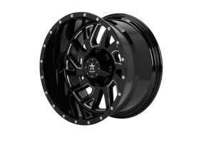 RBP 65R Glock 22x12 5x150 BP / 4.75 BS / -44mm Offset 110mm CB Gloss Black w/Machined Grooves Wheel