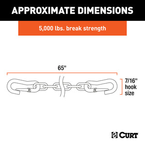 Curt 65in Safety Chains w/2 Snap Hooks Each (5000lbs Vinyl-Coated 2-Pack)