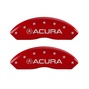 MGP 4 Caliper Covers Engraved Front Acura Engraved Rear RLX Red finish silver ch