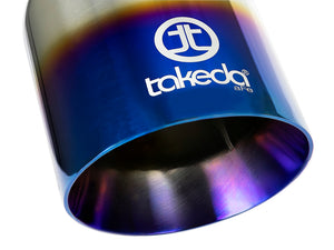 aFe Takeda 304 Stainless Steel Clamp-On Exhaust Tip 2.5in Inlet / 4in Outlet - Blue Flame