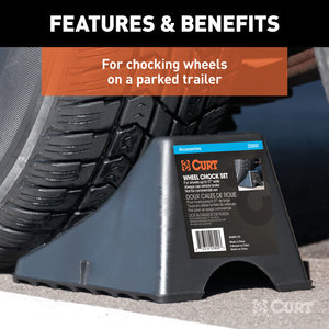 Curt Wheel Chock Set (Up to 17in Wide Wheels)