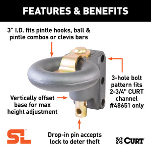 Curt SecureLatch Channel-Style Lunette Ring (40000 lbs 3in I.D.)