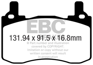 EBC 2017+ Kia Stinger 3.3L Twin Turbo Redstuff Rear Brake Pads