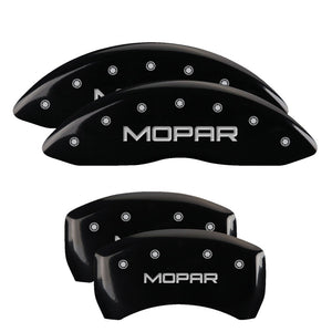 MGP 4 Caliper Covers Engraved Front & Rear MOPAR Black finish silver ch