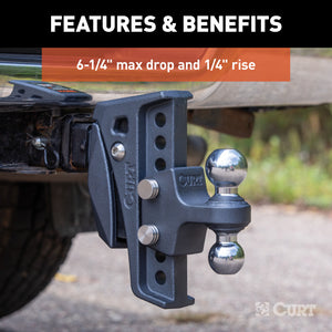 Curt Rebellion XD 2in / 2-5/15in Cushion Hitch Ball Mount w/ 2in Shank