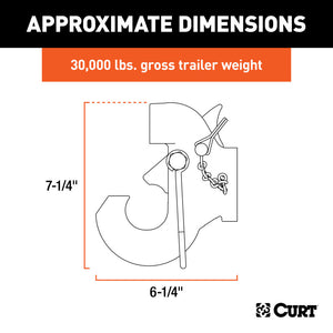 Curt SecureLatch Pintle Hook (24000lbs 2-1/2in / 3in Lunette)