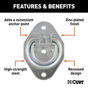 Curt 1-3/8in x 1-7/8in Recessed Tie-Down Ring (1200lbs Clear Zinc)