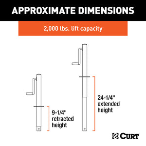 Curt A-Frame Jack w/Side Handle (2000lbs 14-1/2in Travel)