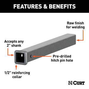 Curt 24in Raw Steel Receiver Tubing (2in Receiver)