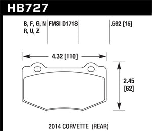 Hawk 14-18 Chevrolet Corvette Rear ER-1 Brake Pad Set