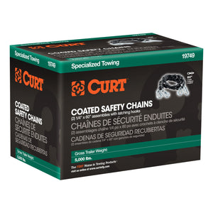 Curt 65in Safety Chains w/2 Snap Hooks Each (5000lbs Vinyl-Coated 2-Pack)