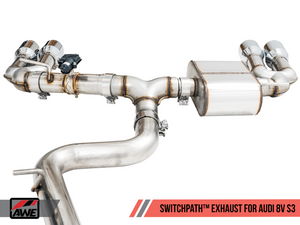 AWE Tuning Audi 8V S3 SwitchPath Exhaust w/Chrome Silver Tips 102mm