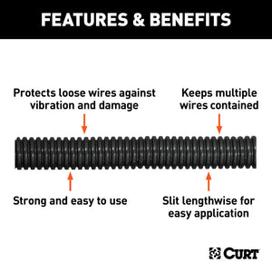 Curt 1/2in Convoluted Slit Loom Tubing (Packaged - 25ft)