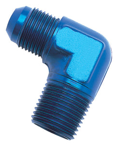 Russell Performance -16 AN to 1in NPT 90 Degree Flare to Pipe Adapter (Blue)