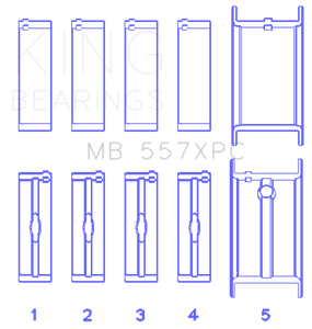 King General Motors 262/ 267/ 302/ 307/ 327/ 350 (Size STDX) pMaxBlack Coated Main Bearing Set