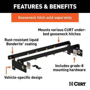 Curt 07-18 Chevrolet Silverado 1500 Double Lock Gooseneck Installation Brackets