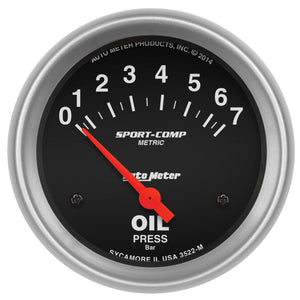 Autometer Sport-Comp 66.7mm 0-7 BAR Short Sweep Electronic Oil Pressure Gauge