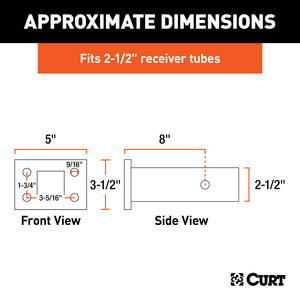 Curt Pintle Mount (2-1/2in Shank 20000lbs 8in Long)