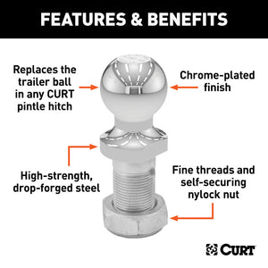 Curt Replacement 1-7/8in Pintle Ball (6000lbs 1-1/4in Shank)