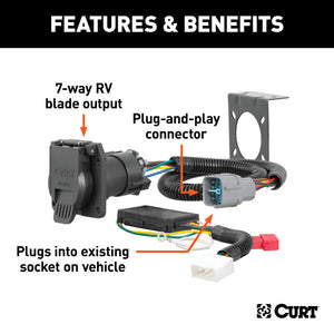 Curt 09-11 Honda Ridgeline Custom Wiring Connector (7-Way RV Blade Output)