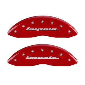 MGP 4 Caliper Covers Engraved Front & Rear Impala Red finish silver ch