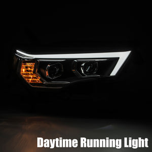 AlphaRex 14-20 Toyota 4Runner PRO-Series Projector Headlights Plank Style Chrm w/Sequential Signal