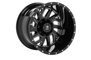RBP 65R Glock 22x14 8x180 BP / 4.5 BS / -76mm Offset 124.1mm CB Gloss Black w/Machined Grooves Wheel