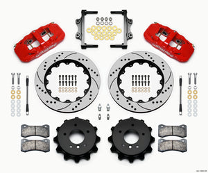 Wilwood AERO4 Rear Kit 14.00 Drilled Red 2007-2011 BMW E90 Series w/Lines