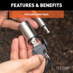 Curt 5/8in Hitch Lock (2in Receiver Barbell Stainless)