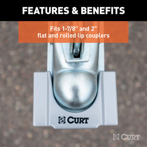 Curt Trailer Coupler Lock for 1-7/8in or 2in Flat Lip Couplers (Grey Aluminum)