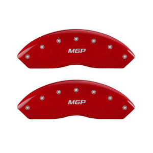 MGP 4 Caliper Covers Engraved Front & Rear MGP Red Finish Silver Char 2010 GMC Savana 3500