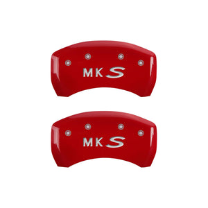 MGP 4 Caliper Covers Engraved Front Lincoln Engraved Rear MKS Red finish silver ch