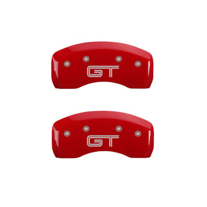 MGP 4 Caliper Covers Engraved Front Mustang Engraved Rear S197/GT Red finish silver ch