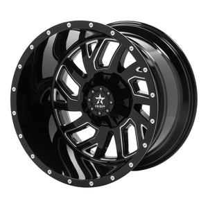 RBP 65R Glock 22x14 8x165.1 BP / 4.5 BS / -76mm Offset 117mm CB Gloss Black w/Machined Grooves Wheel
