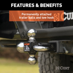 Curt Multi-Ball Mount w/Hook (2in Solid Shank 1-7/8in 2in & 2-5/16in Chrome Balls)