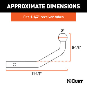 Curt Euro Mount (2in Ball 1-1/4in Shank 3500lbs 5-1/8in High 11-1/4in Long)