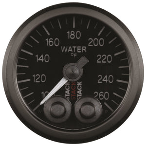 Autometer Stack Pro Control 52mm 100-260 deg F Water Temp Gauge - Black (1/8in NPTF Male)