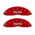 MGP Front set 2 Caliper Covers Engraved Front Silverado style/SS Red finish silver ch