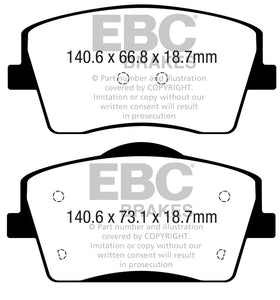 EBC 2018+ Volvo XC40 T4 Greenstuff Front Brake Pads