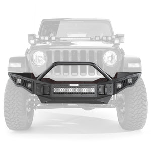 Go Rhino 07-20 Jeep Wrangler JL/JLU/JK/JKU/Gladiator JT Rockline Full Width Bumper w/ Overrider